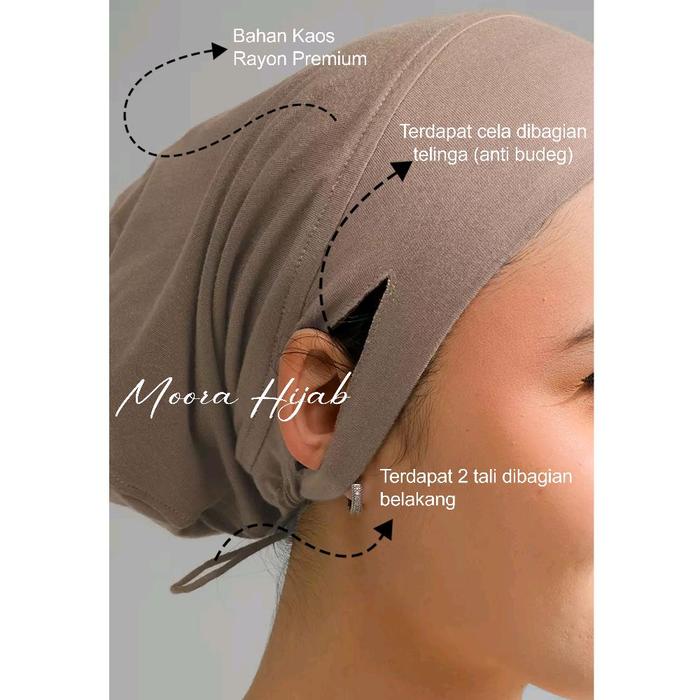 Moora Hijab - Inner Ciput Arab Anti Budeg Kaos Rayon Premium dengan Cela Telinga dan 2 Tali Belakang