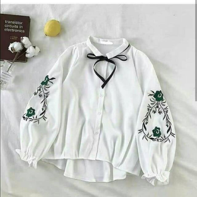 Ms (COD) Kem Bovi / kemeja office/ kemeja wanita lengan panjang/lengan balon
