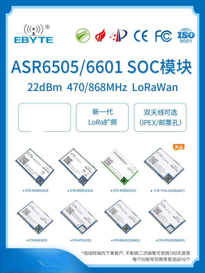Lorawan RF module asr6601/6505/6501 chip wireless transmission low