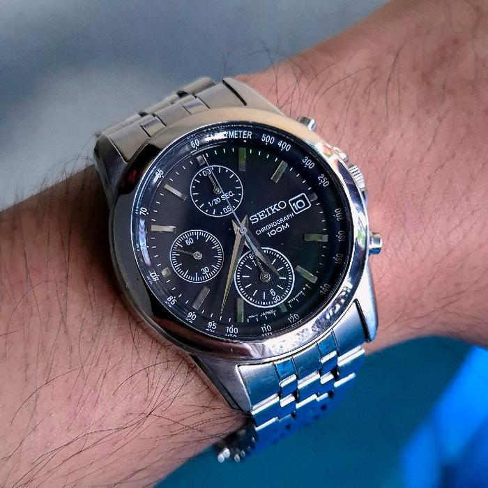 Seiko Chronograph 7T92-0LH0 Sport Full Original Jepang Langka Jam Tangan Pria dengan Desain Elegan d