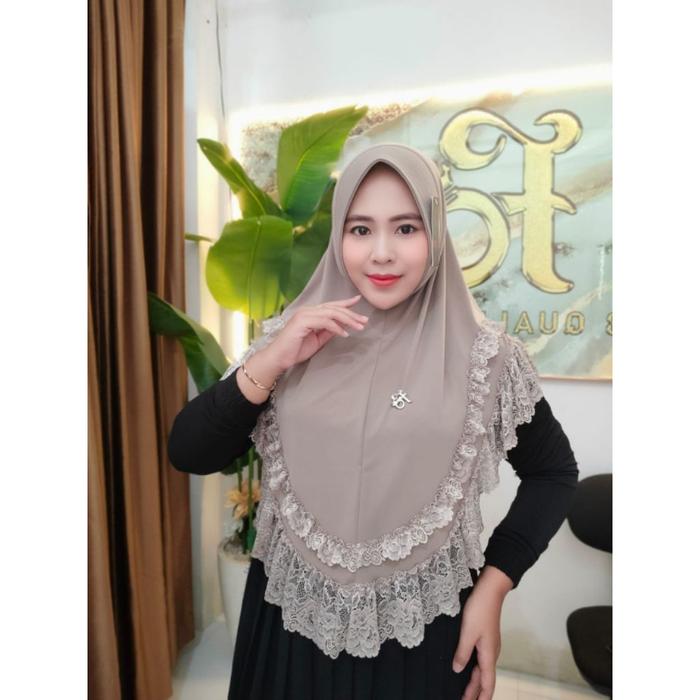 jilbab instan fo Humaira ped renda mewah