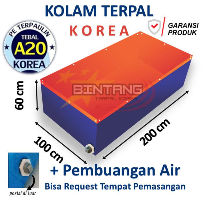 Terpal Kolam Terpal 2x1x60 - 1x2x60 - 200x100x60 - 100x200x60 Korea Asli Terpal Kolam Kotak