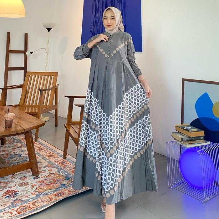 Gamis twill ori abu basah
