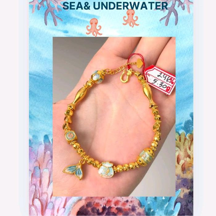 Gelang emas 24 k hongkong  tema ikan dan laut