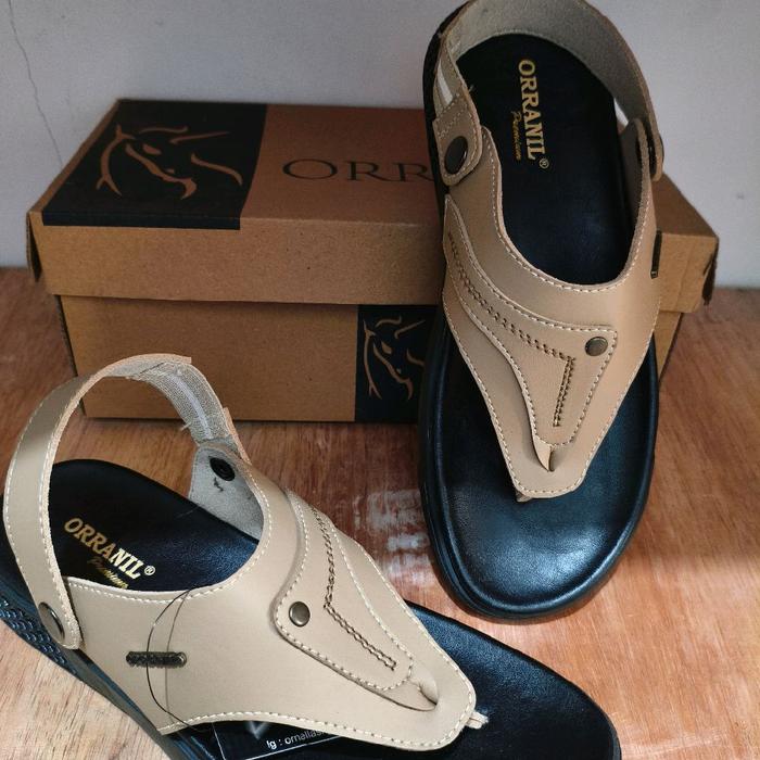 Orranil Sandal Pria Kulit Asli Model Comfortable dengan Desain Elegan dan Nyaman untuk Sehari-hari