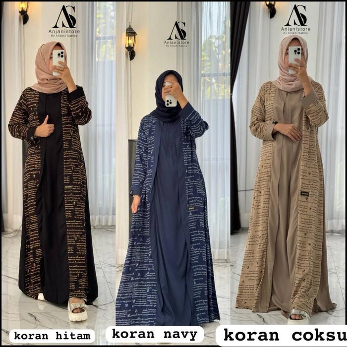 GAMIS KORAN ANJANI STORE COKSU NAVY HITAM || gamis anjani store terbaru 2024 || gamis anjani store e