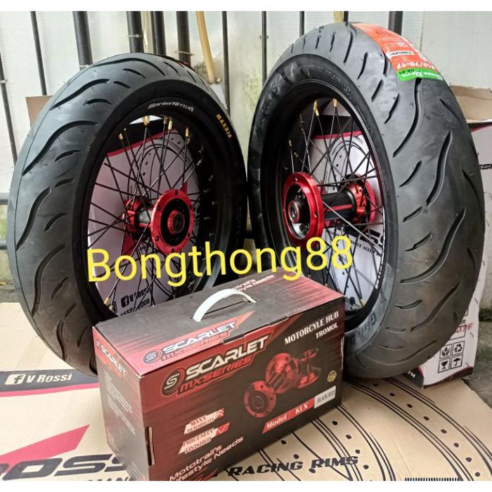 Sepakat Velg Rossi Sprint xd Klx BF D-Tracker Tromol Scarlet jari jari scarlet plus ban tubeless. Ma