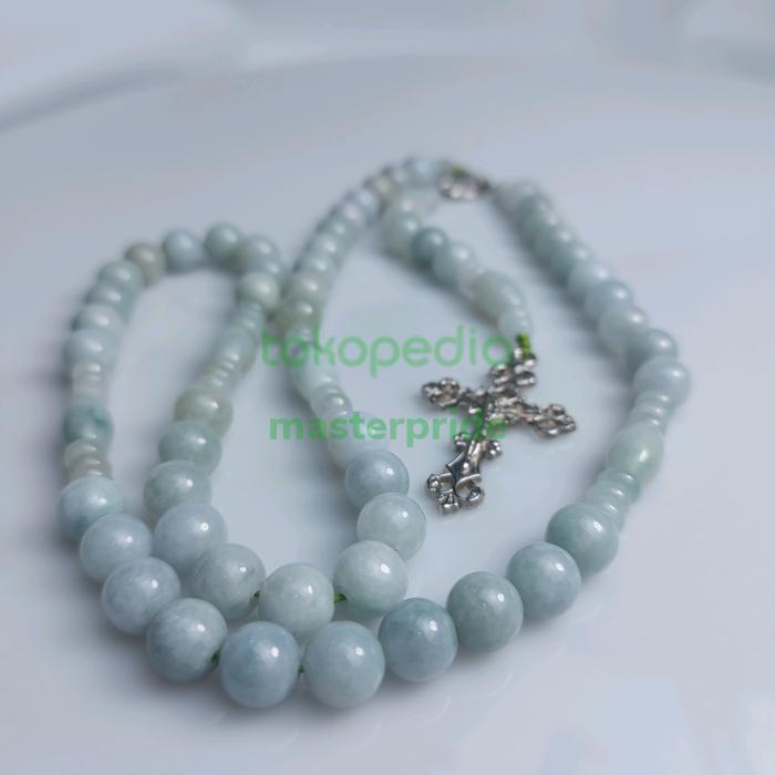 TERLARIS ROSARIO BATU GIOK HIJAU ASLI ALAM NATURAL JADEITE JADE BURMA HANDMADE READY
