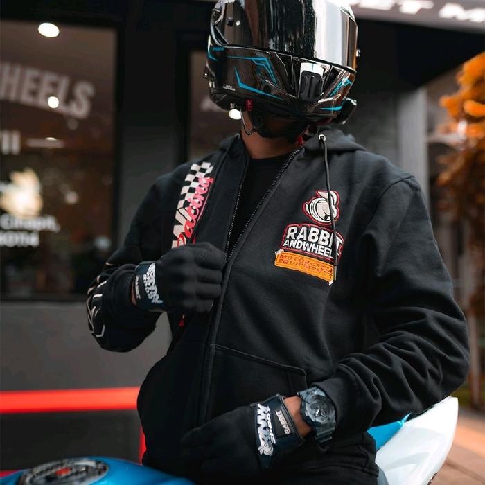 CASUAL HOODIE ZIPPER JACKET RABBIT AND WHEELS "VONTEGA"  SIZE L . SECOND LIKE NEW