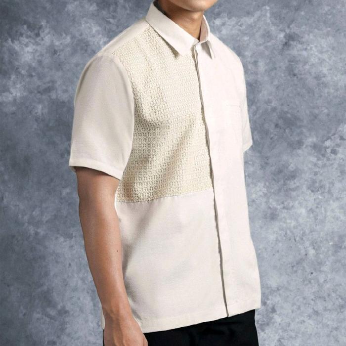 Kemeja Elok Brokat lengan pendek Heymale.id / Jastip Heymale / Baju Heymale / Kemeja Pria
