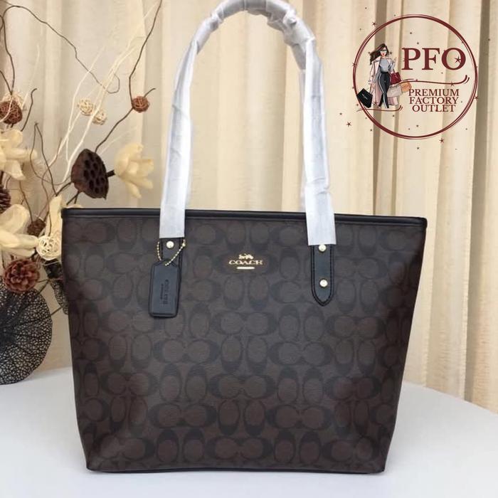 Tas COACH F58292 Tote Bag Signature City Zip Tote Mahogany