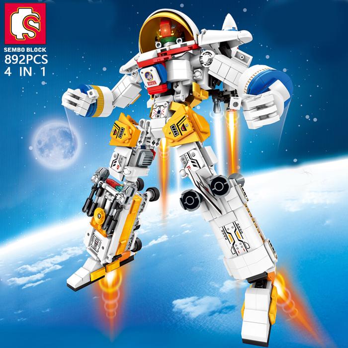 SEMBO 4 IN 1 Deformation Space Aerospace Robots Building Blocks