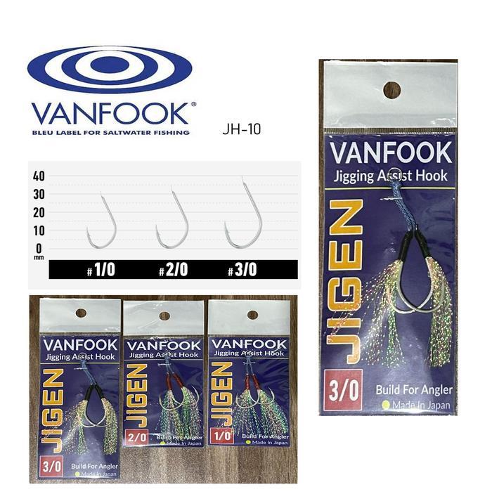 Assist Hook Jigging Custom Vanfook Jigen JH-10 Bulu Mutiara Kail Asist Jigging Pancing