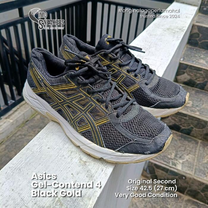 Asics Gel-Contend 4 Hitam Emas Sepatu Sneakers Running Original