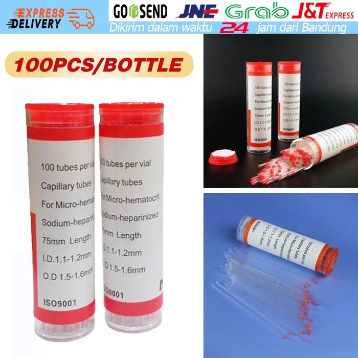 Kapiler Kaca / Tabung Mikro Kapiler Hematokrit Tube Plain Ecer Per Pcs