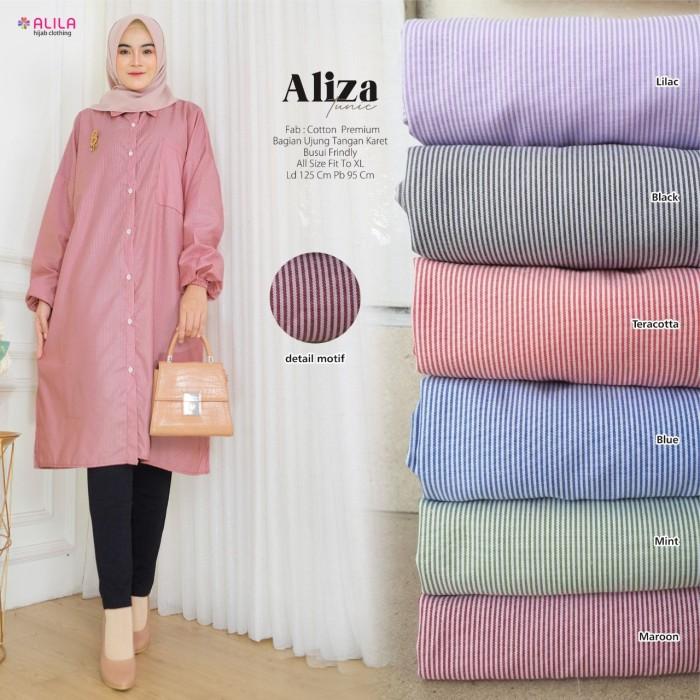 tunik blouse wanita terbaru aliza katun salur premium busui alila