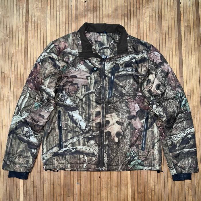COLUMBIA OMNI-HEAT PFG CAMOUFLAGE HUNTING OUTDOOR HIKING CLIMBING MULTIPOCKET JACKET the north face 