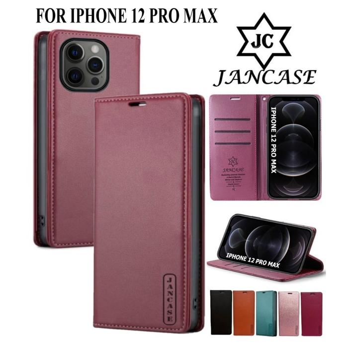 JANCASE FLIP WALLET UNTUK IPHONE 12 PRO MAX cover premium casing dompet handphone