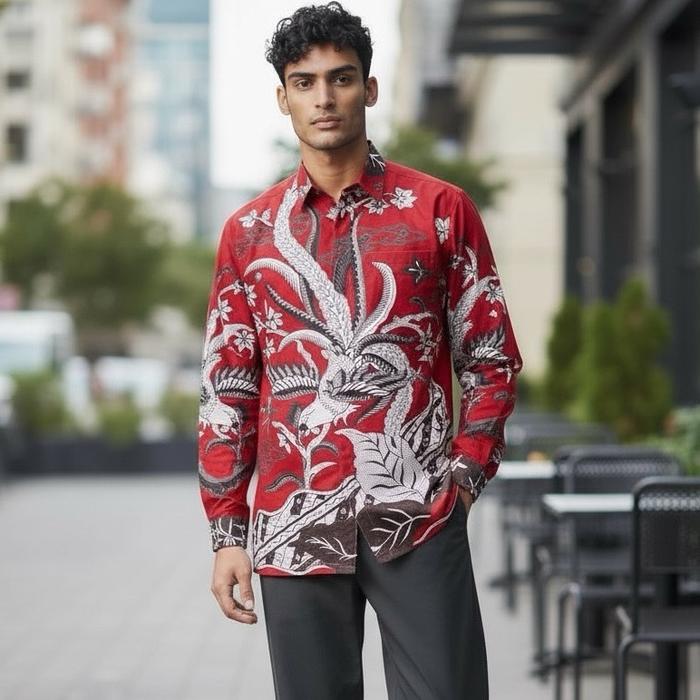 Batik Kemeja panjang lapis furing dan berbahan katun solo 40s merek Batik Astha Mas SKU 135