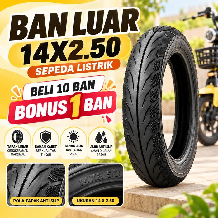 BAN LUAR SEPEDA LISTRIK UNIVERSAL, BELI 10 GRATIS 1 BAN
