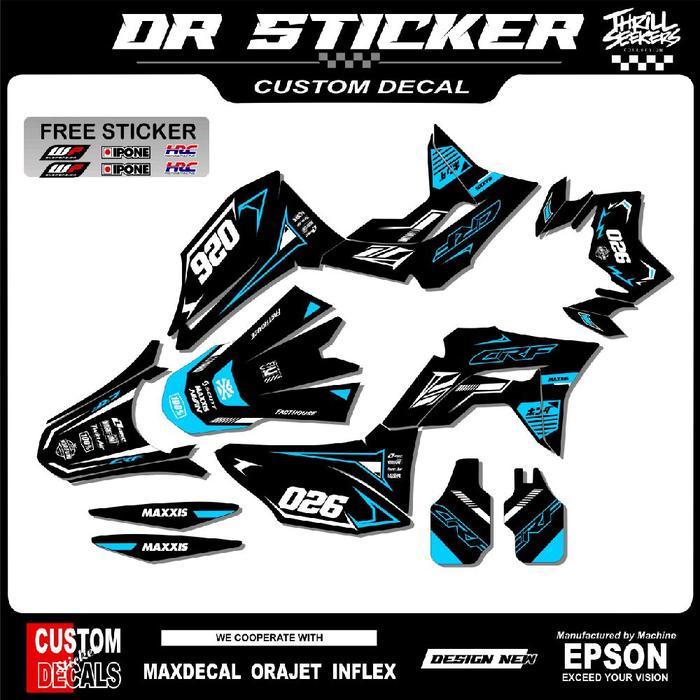 Decal CRF 150 L Full Body warna hitam kombinasi merah terbaru bebas request lapisan glossy 120