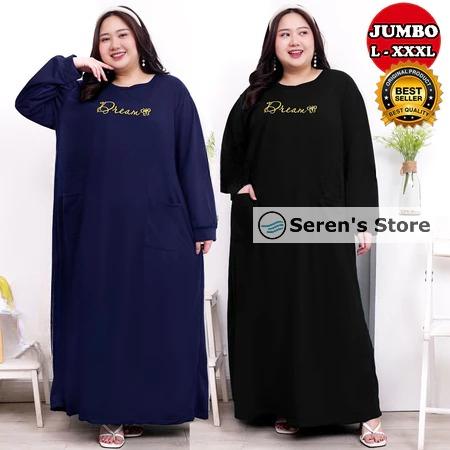 【TERMURAH】Gamis Fashion Wanita Size Jumbo LD 120-140 Bahan Kaos Babyterry Premium