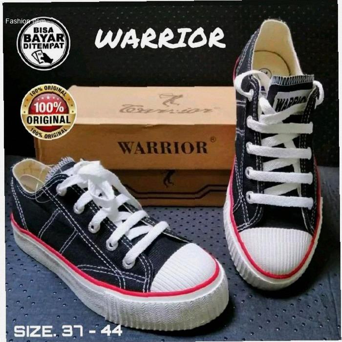 Warrior Sepatu Warior Classic LC Hitam Putih Size 37-44 Ori Murah Karet Casual Shoes Bahan Kanvas So
