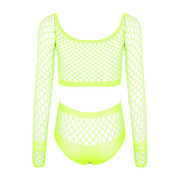 Lingeri Tangan Panjang Bra Set Jaring Seksi Hijau 3180