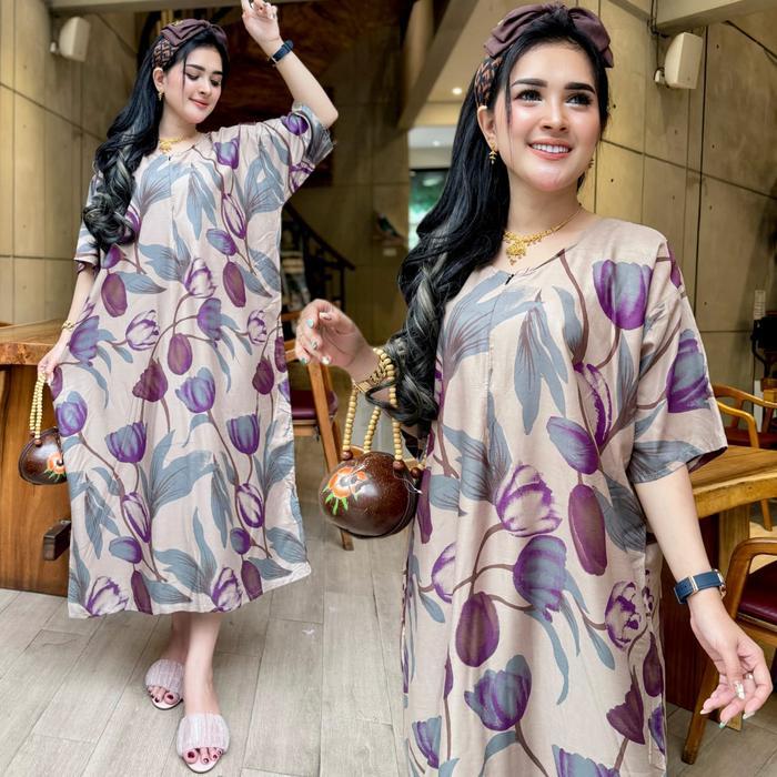 Paket Hemat 3 Pcs Jumbo Tulips Jumbo Resleting Depan Ld 125 Daster Tamara Mekar Home Dress Motif Bun