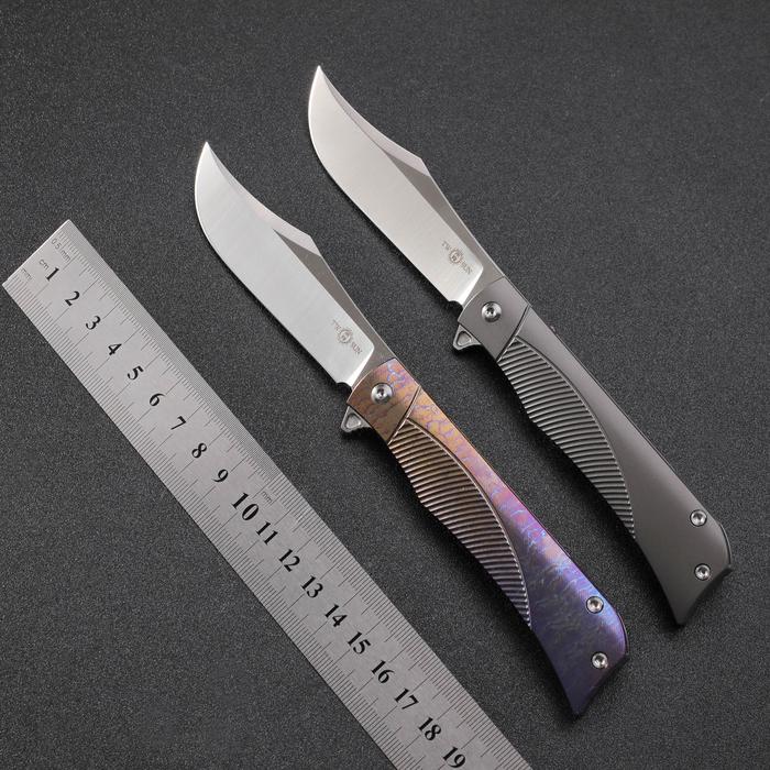 TWOSUN TS332 14C28N steel  Folding Knife TC4 Titanium Handle  Ball