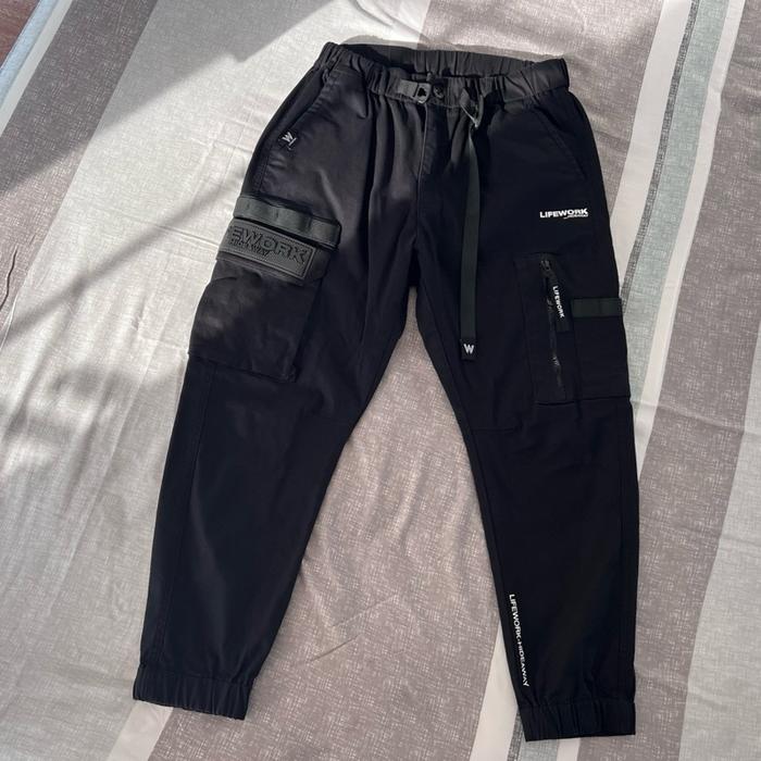 Celana LifeWork metal side black cargo jogger pants 100% original