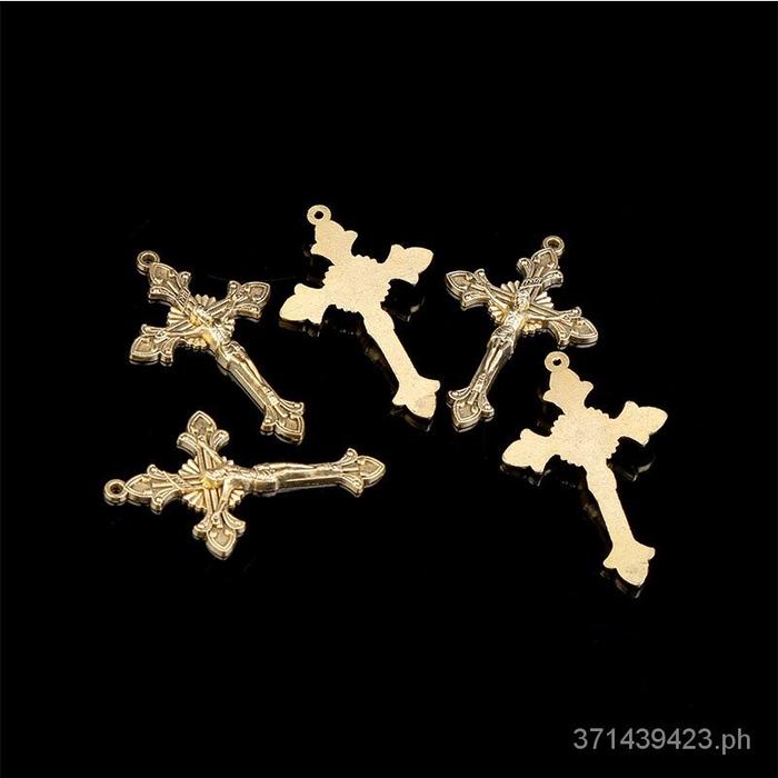 NEW!! READY!! 10 pcs Kalung Rosario Salib Perunggu Konektor Kalung Patung Yesus Kristus Gelang Segit