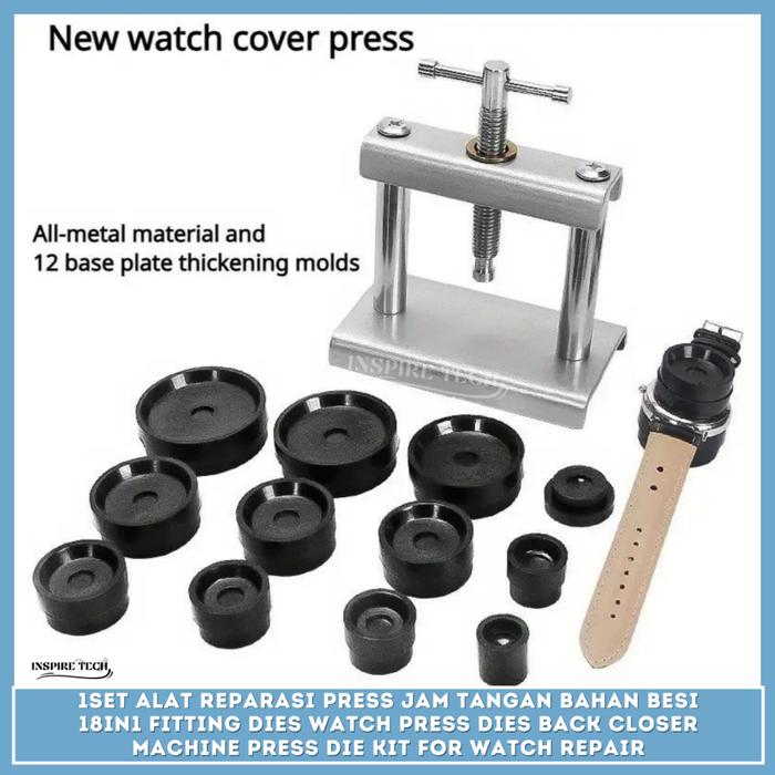 Ready- 1set Alat Reparasi PRESS JAM TANGAN BAHAN BESI 18IN1