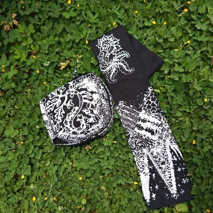 kapuronto udeng batik imstan satu set udeng instan dan syal batik motif khas Banyuwangi Kain