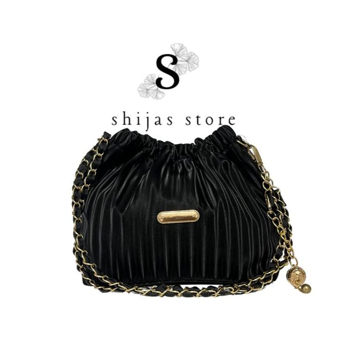 Tas Selempang Wanita & Shoulder Bag Rantai Kerut Sunny | Bahan Nylon Tahan Lama, Penutup Magnet, Tal