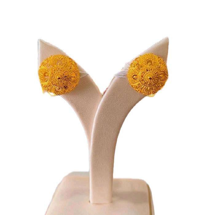 giwang /anting ukir bali motif bunga tanpa derat