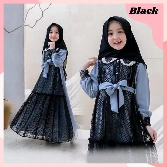 Umma kids set khimar gamis anak perempuan usia 5-14 tahun / gamis syari anak kondangan terbaru