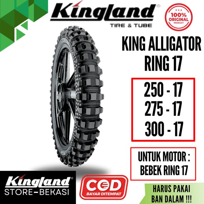 Ban Trail Non Tubeless Kingland Aligator ukuran 250 275 300 Ring 17 untuk motor Bebek