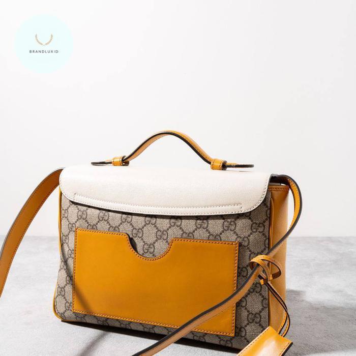 GUCCI PADLOCK MINI BAG GG SUPREME WHITE ORANGE