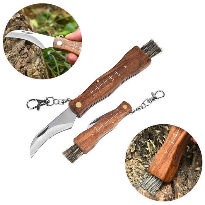Mushroom Knife Fungus Knife Folding Camping Hunting Truffle Harvest Sharp Knives Natural Wood Handle