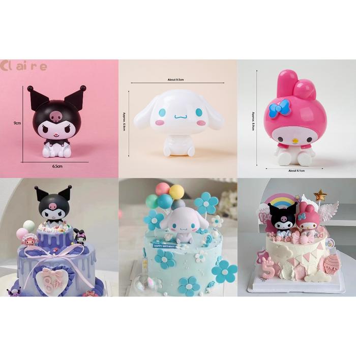 Topper Boneka Dekorasi Hiasan Kue Ulang Tahun/ Cinamoroll Kuromi Melody Hiasan Kue Ulang Tahun Bone