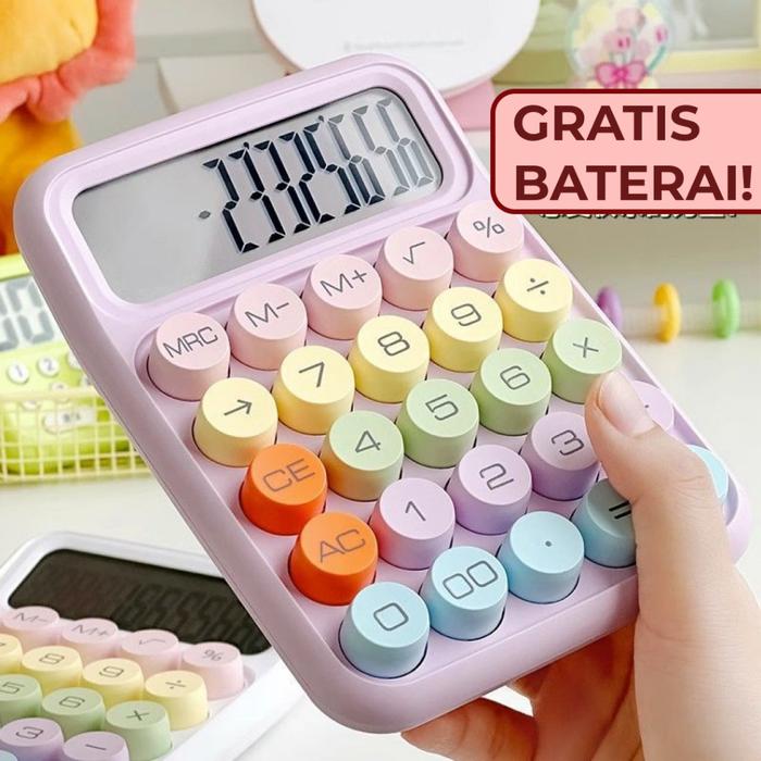 Kalkulator lucu korea warna warni stationary kantor dopamine mini permen 12 digit