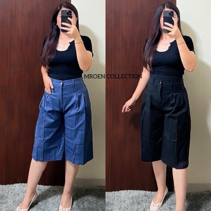 MROEN - 22068 Celana Kulot VIONA 7/8 BB 50-70kg Soft Jeans Stretch Dewasa dengan Seleting Kancing Pi