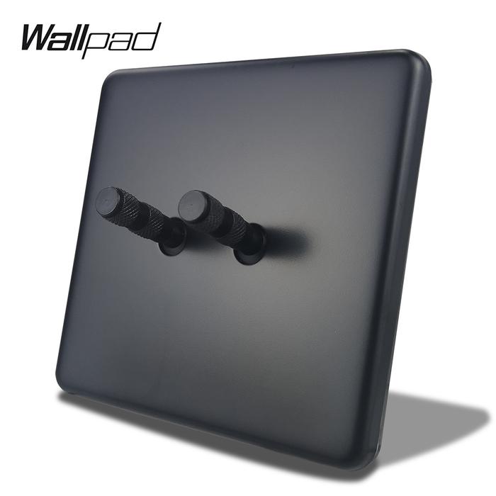 Wallpad Black 2 Gang 2 Way Double Toggle Switch Electric Wall Light
