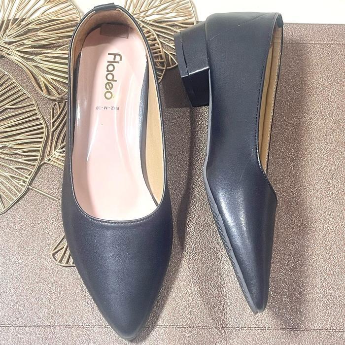 Sepatu Pantofel Wanita Terbaru Fladeo Hak 3Cm Shoes Heels  Hitam Berkualitas