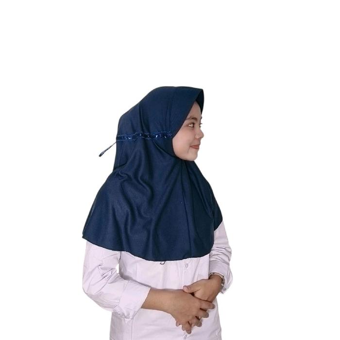 bergo biru sekolah (mu-thaariq)