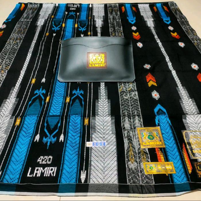 Sarung Lamiri SGF Bahan Full Sutra dengan Tas Lengkap - Stok Terbaru - Pria, Katun, Santri, Hitam, D