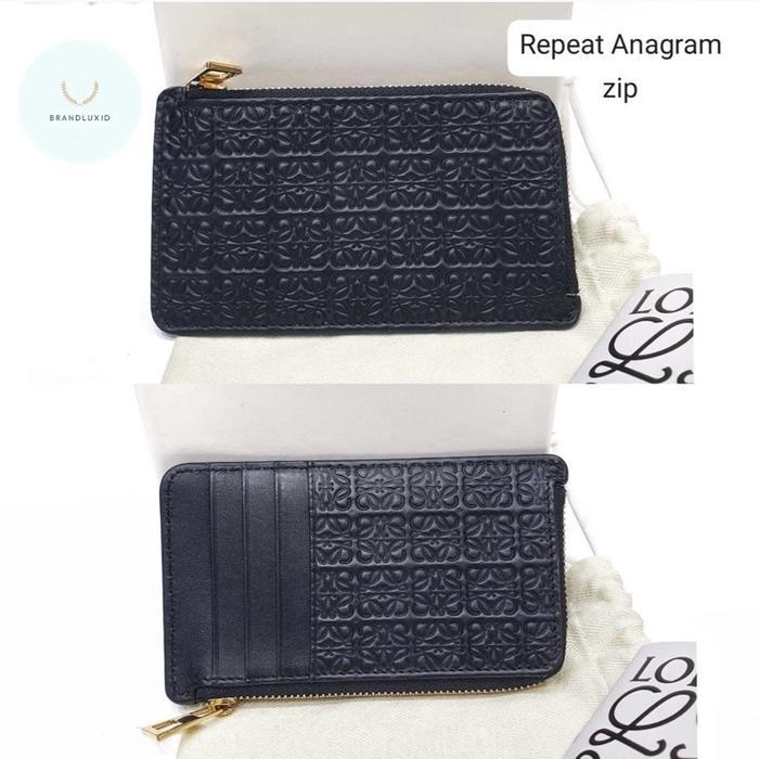Loewe Repeat Anagram zip Coin Cardholder card case black GHW