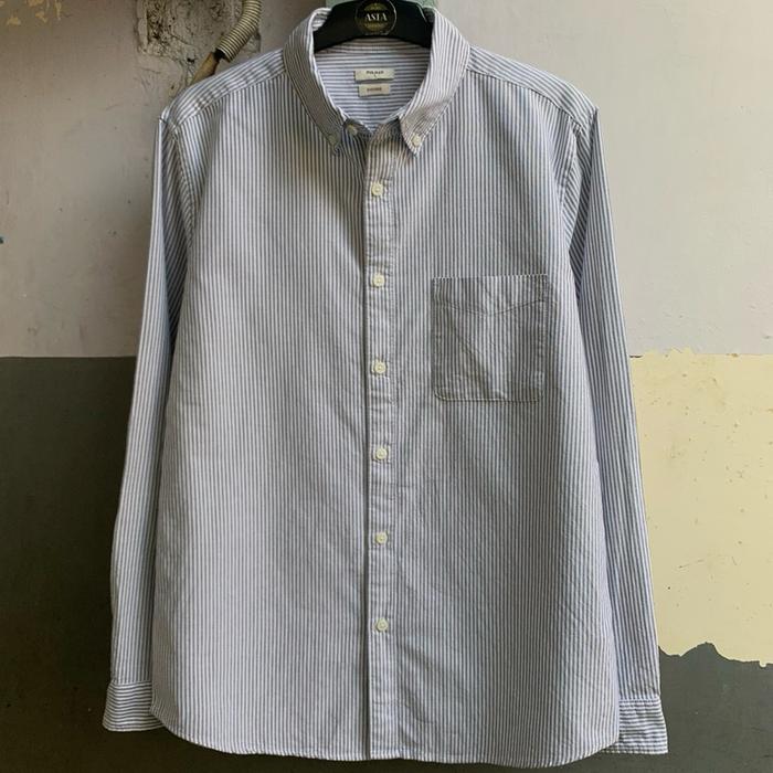 Kemeja pria Polham stripe oxford lengan panjang preloved