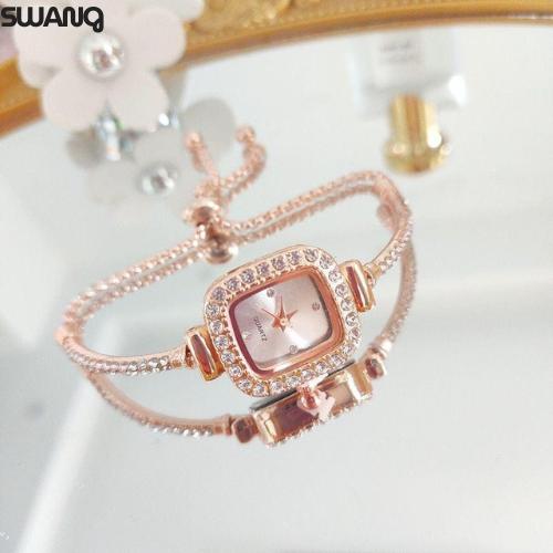 SS FREE BATERAI Jam Tangan Serut Mewah Gelang Serut Wanita Analog Quartz Adjustable Anti Air Rantai 